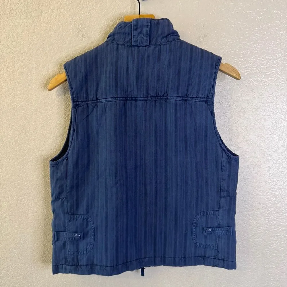 Polo Ralph Lauren Utility Vest Womens Small Blue Silk Cotton Gorpcore Military